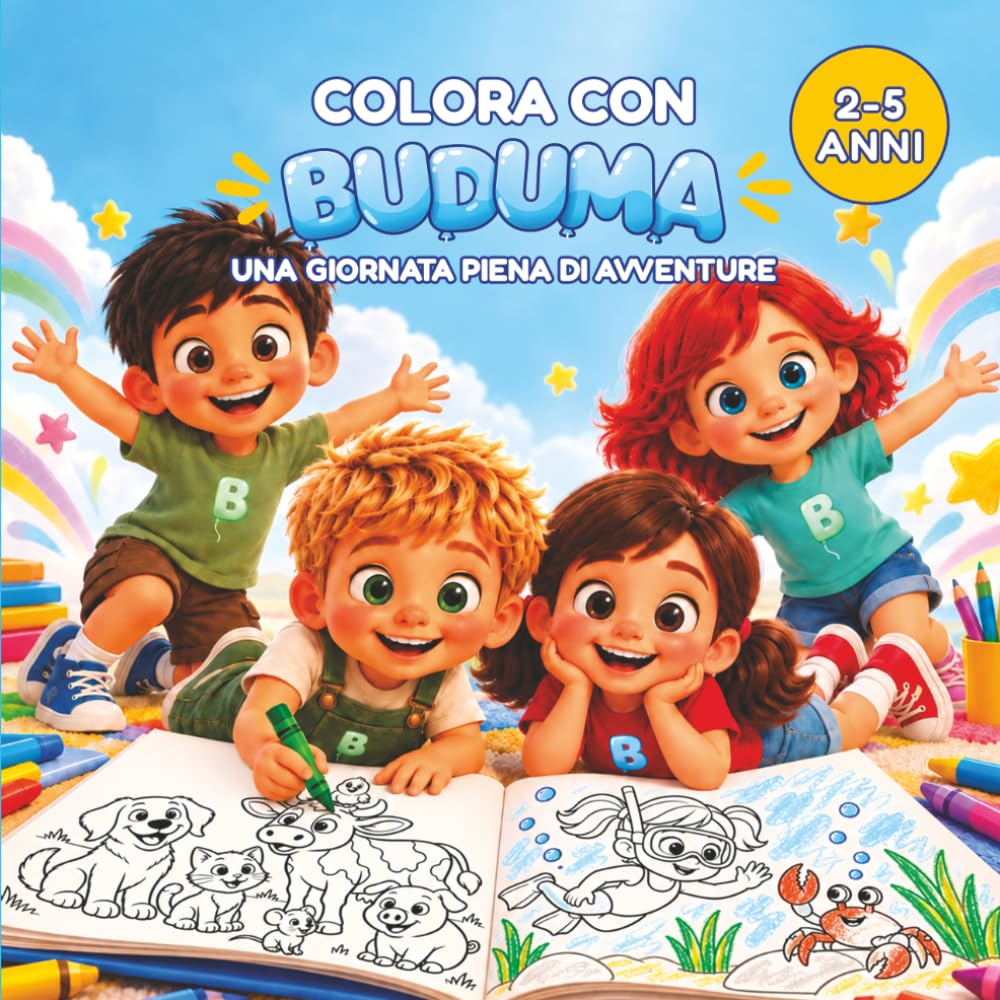 Copertina del libro Colora con BUDUMA: Una giornata piena di avventure